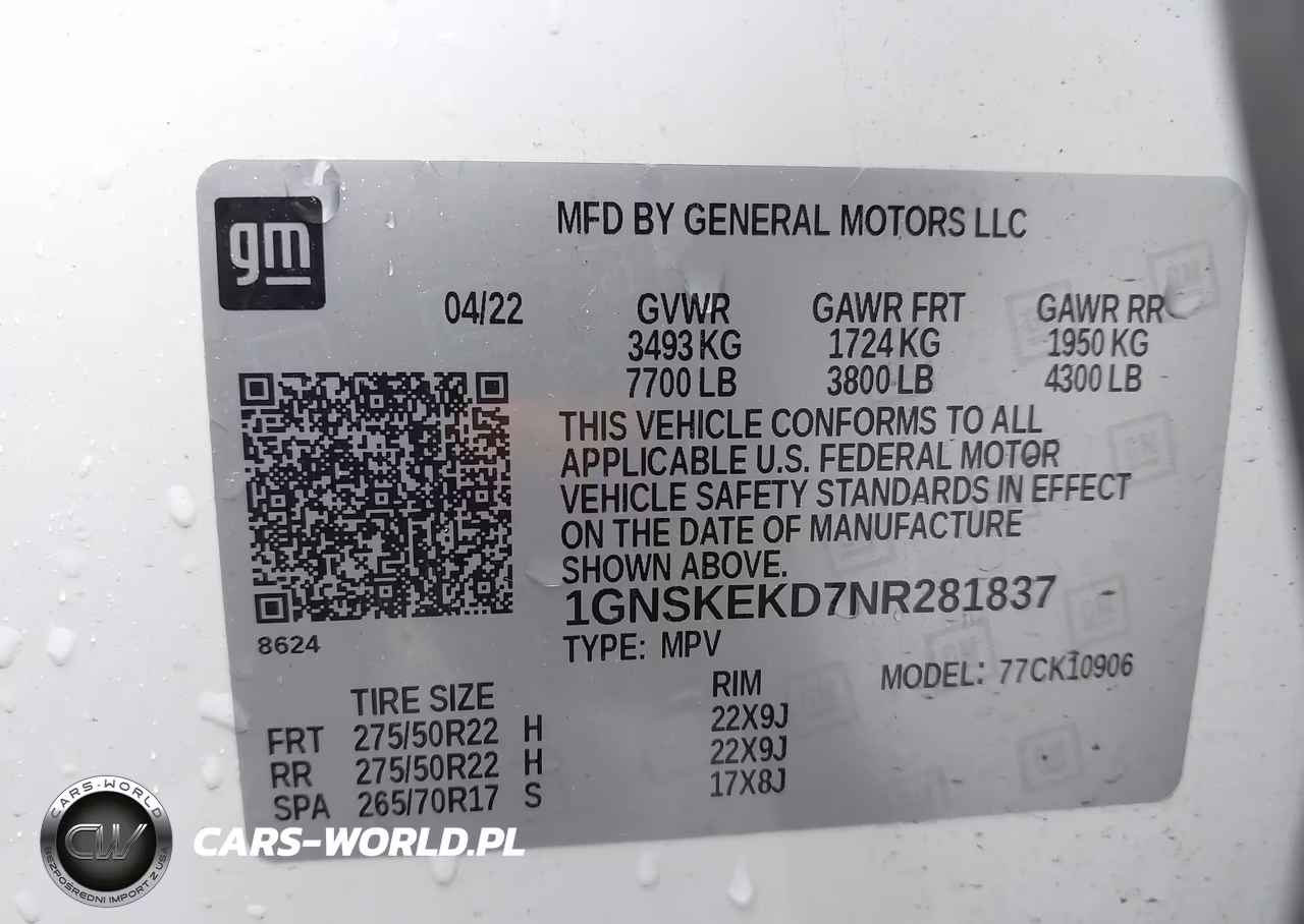 2022 Chevrolet Suburban 4Wd Rst VIN:1GNSKEKD7NR281837 - 9