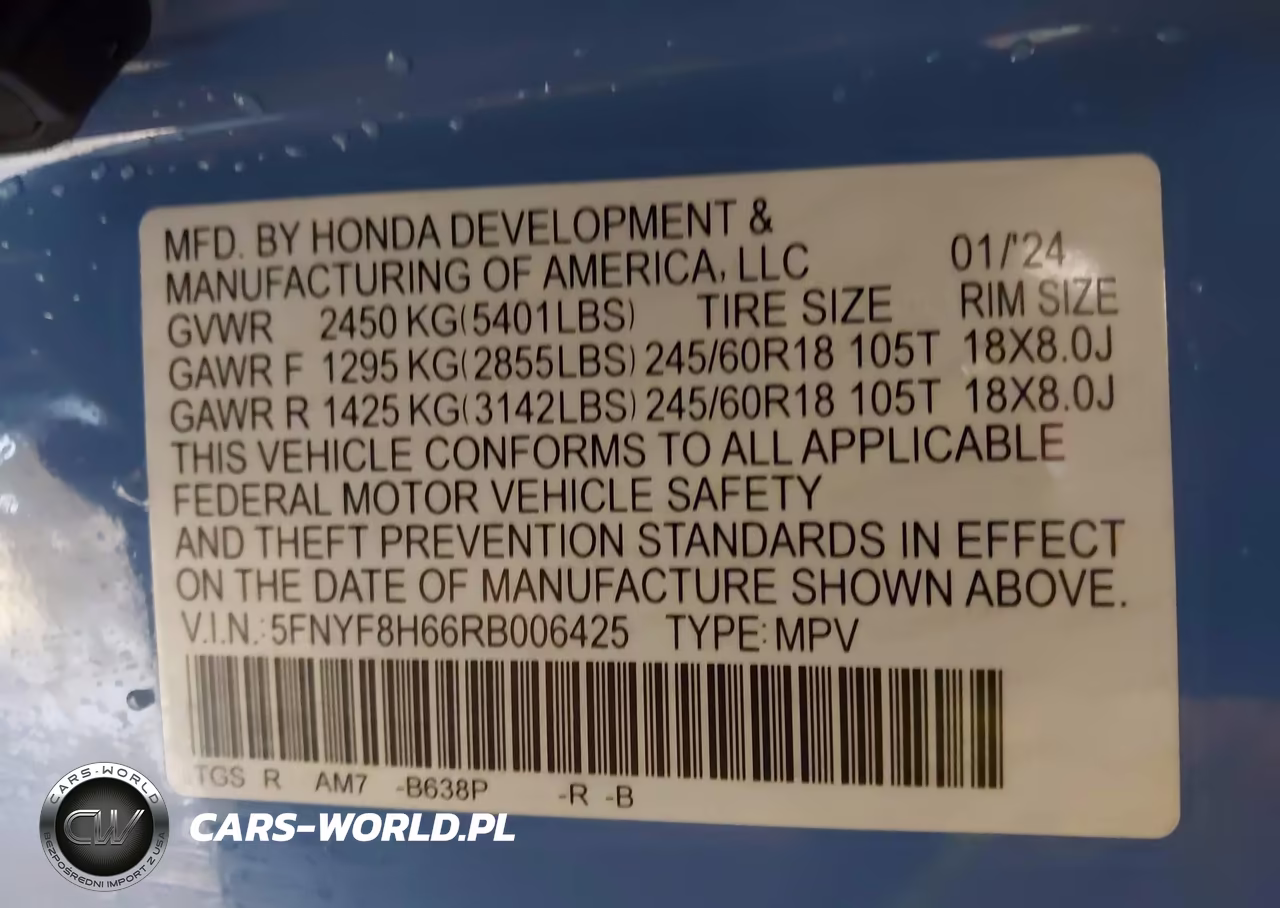 2024 Honda Passport Awd Trailsport VIN:5FNYF8H66RB006425 - 9