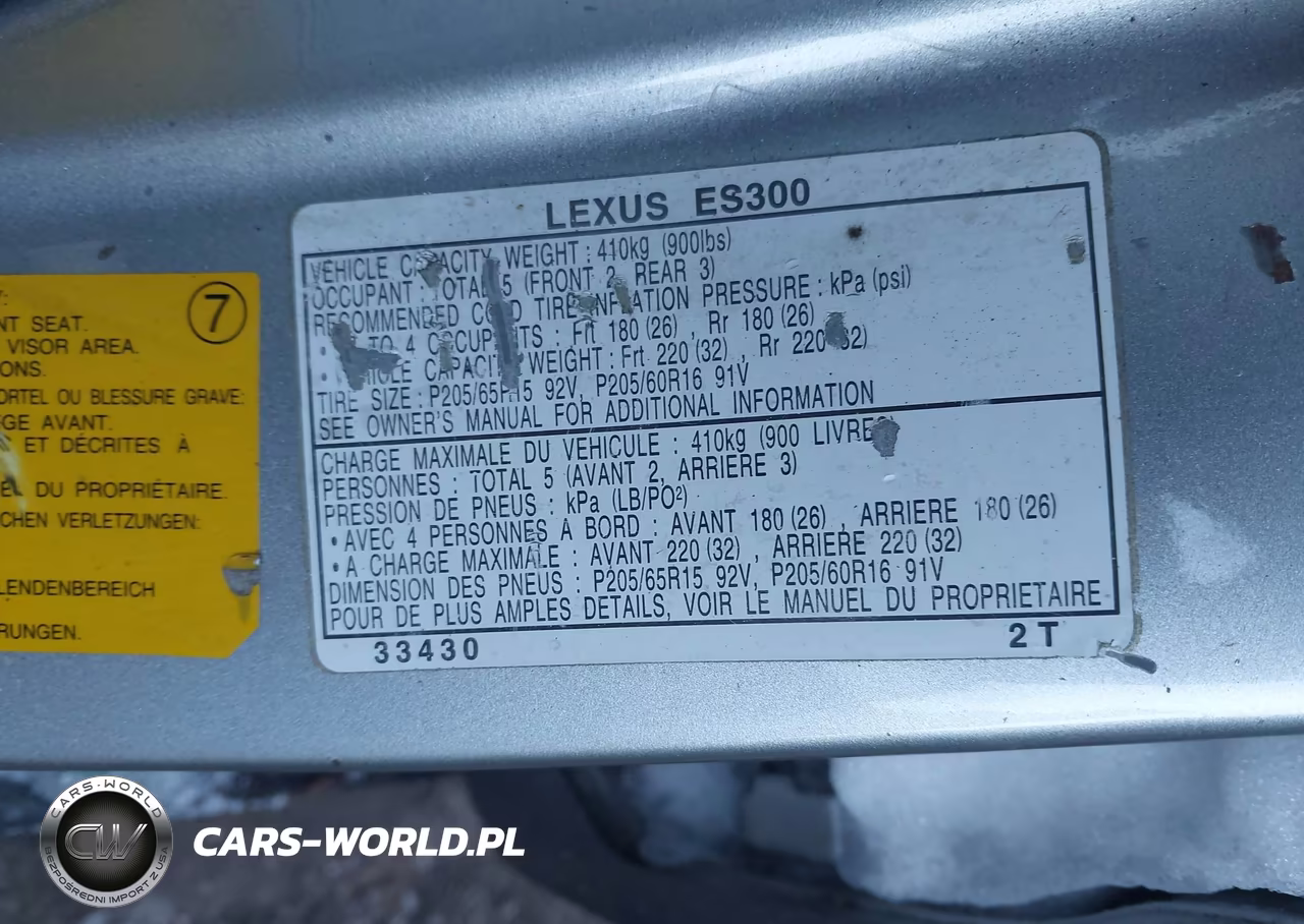 2000 Lexus Es 300 VIN:JT8BF28G3Y0279734 - 9