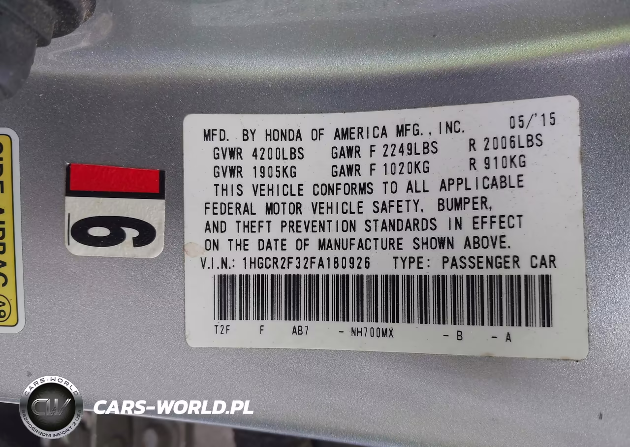 2015 Honda Accord Lx VIN:1HGCR2F32FA180926 - 9