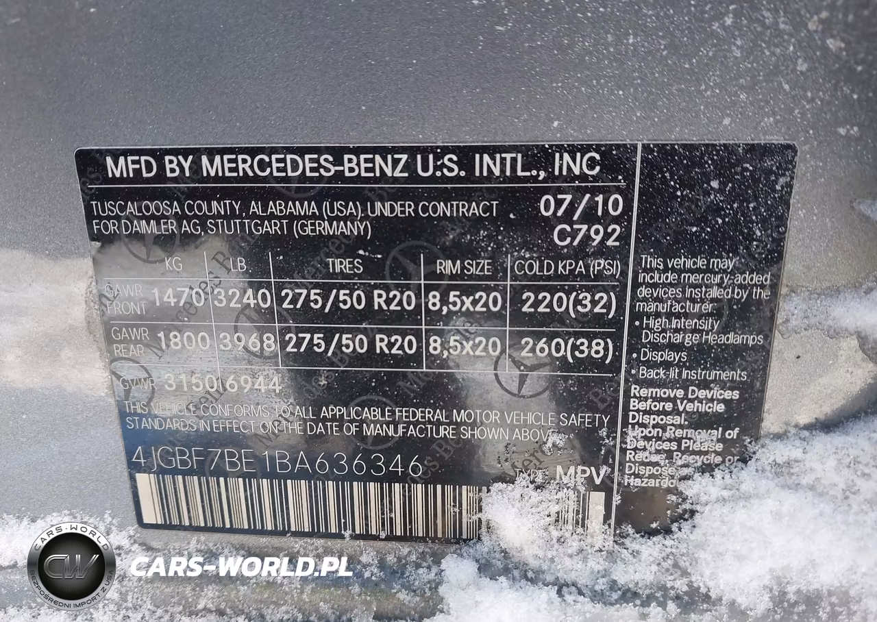 2011 Mercedes-Benz Gl-Class Gl 450 VIN:4JGBF7BE1BA636346 - 9