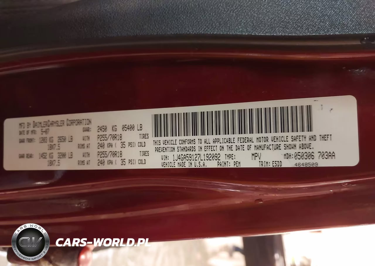 2007 Jeep Wrangler Unlimited Sahara VIN:1J4GA59127L192092 - 9