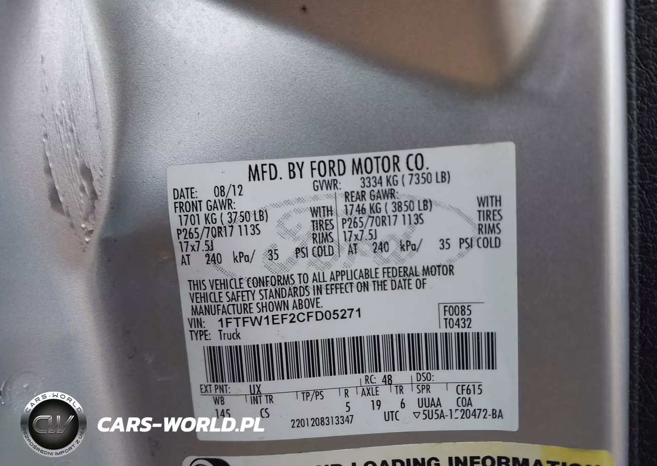 2012 Ford F-150 Xl VIN:1FTFW1EF2CFD05271 - 9