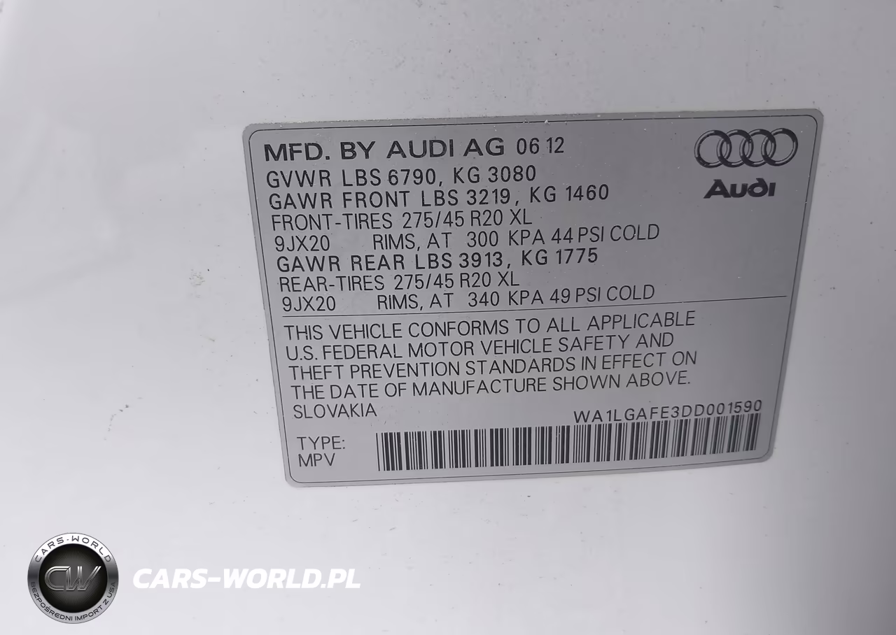 2013 Audi Q7 3.0T Premium VIN:WA1LGAFE3DD001590 - 9