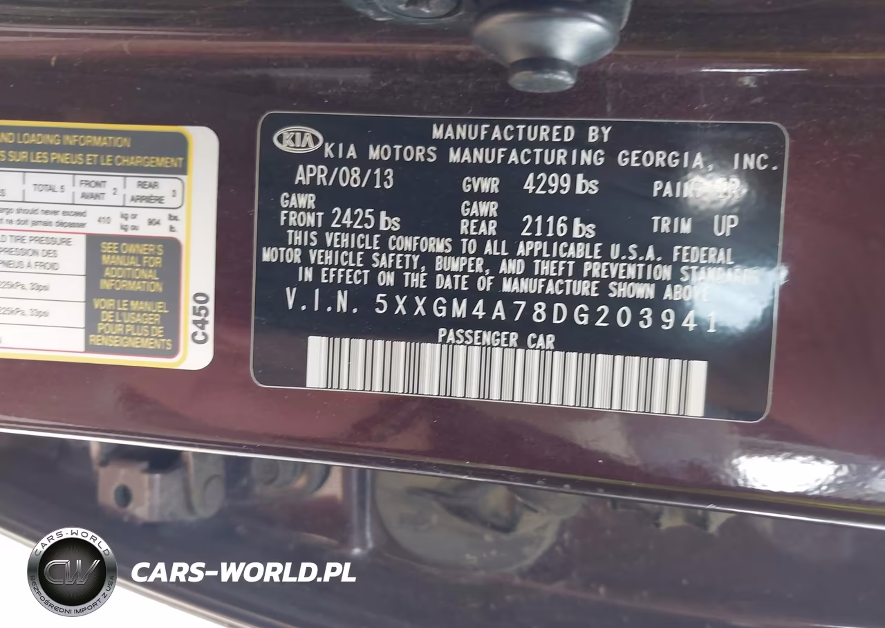 2013 Kia Optima Lx VIN:5XXGM4A78DG203941 - 9