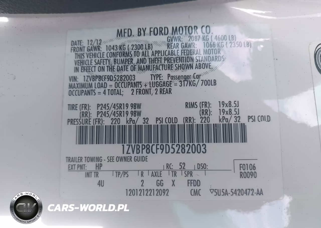 2013 Ford Mustang Gt Premium VIN:1ZVBP8CF9D5282003 - 9