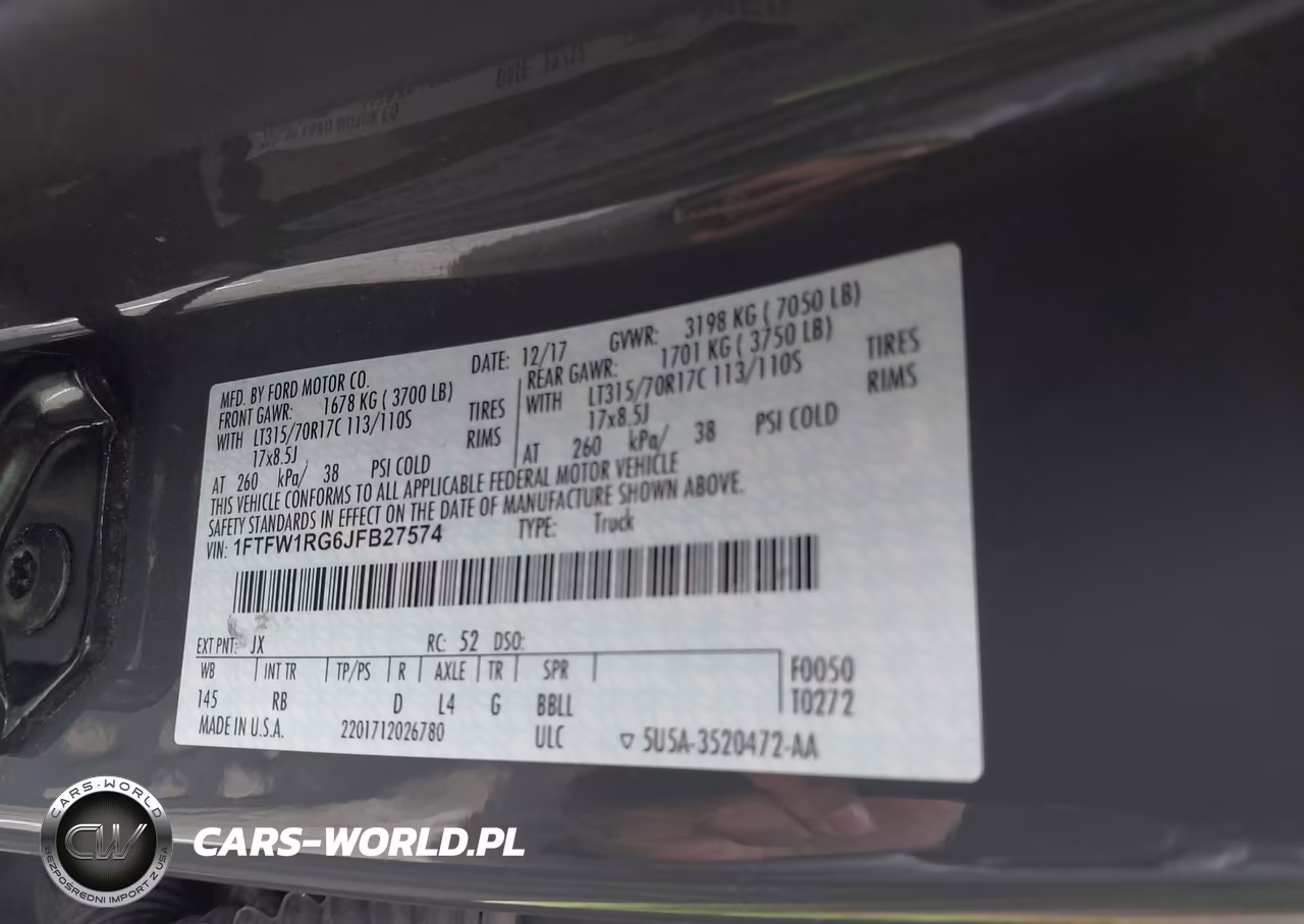 2018 Ford F-150 Raptor VIN:1FTFW1RG6JFB27574 - 9
