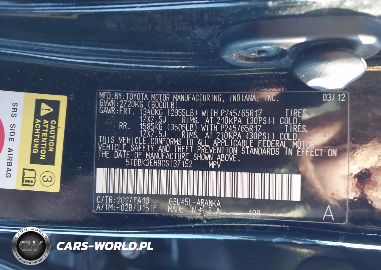 2012 Toyota Highlander Base V6 VIN:5TDBK3EH9CS137152 - 9