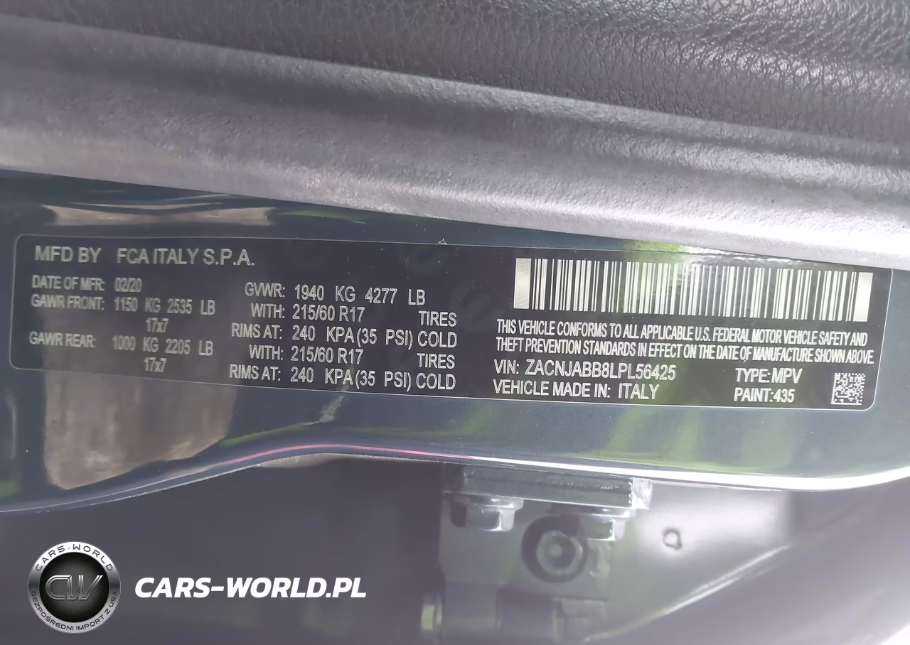 2020 Jeep Renegade Latitude Fwd VIN:ZACNJABB8LPL56425 - 9