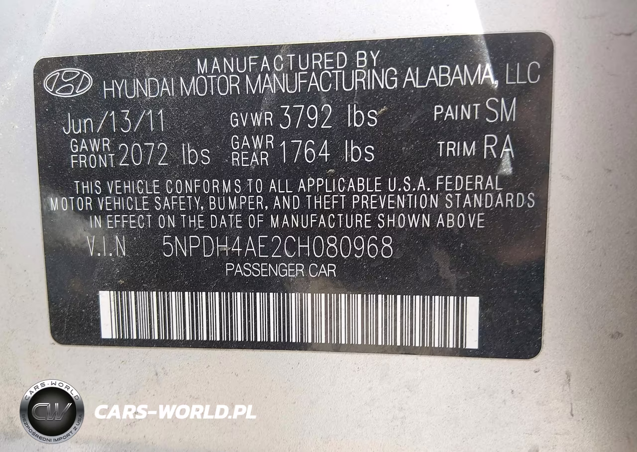 2012 Hyundai Elantra Gls VIN:5NPDH4AE2CH080968 - 9