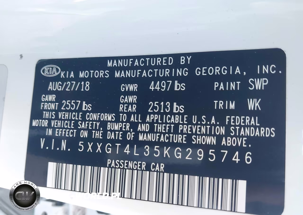 2019 Kia Optima Lx VIN:5XXGT4L35KG295746 - 9