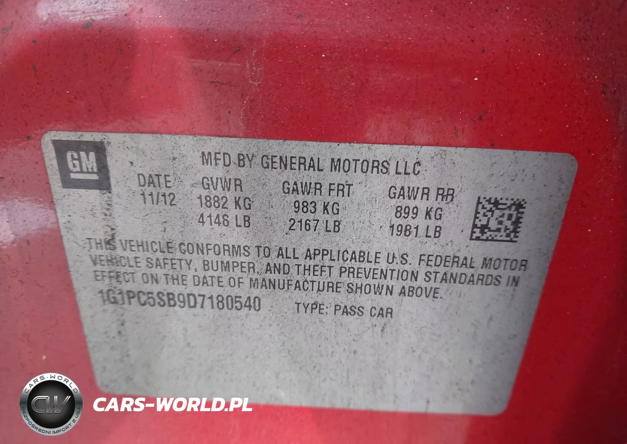 2013 Chevrolet Cruze 1Lt Auto VIN:1G1PC5SB9D7180540 - 9