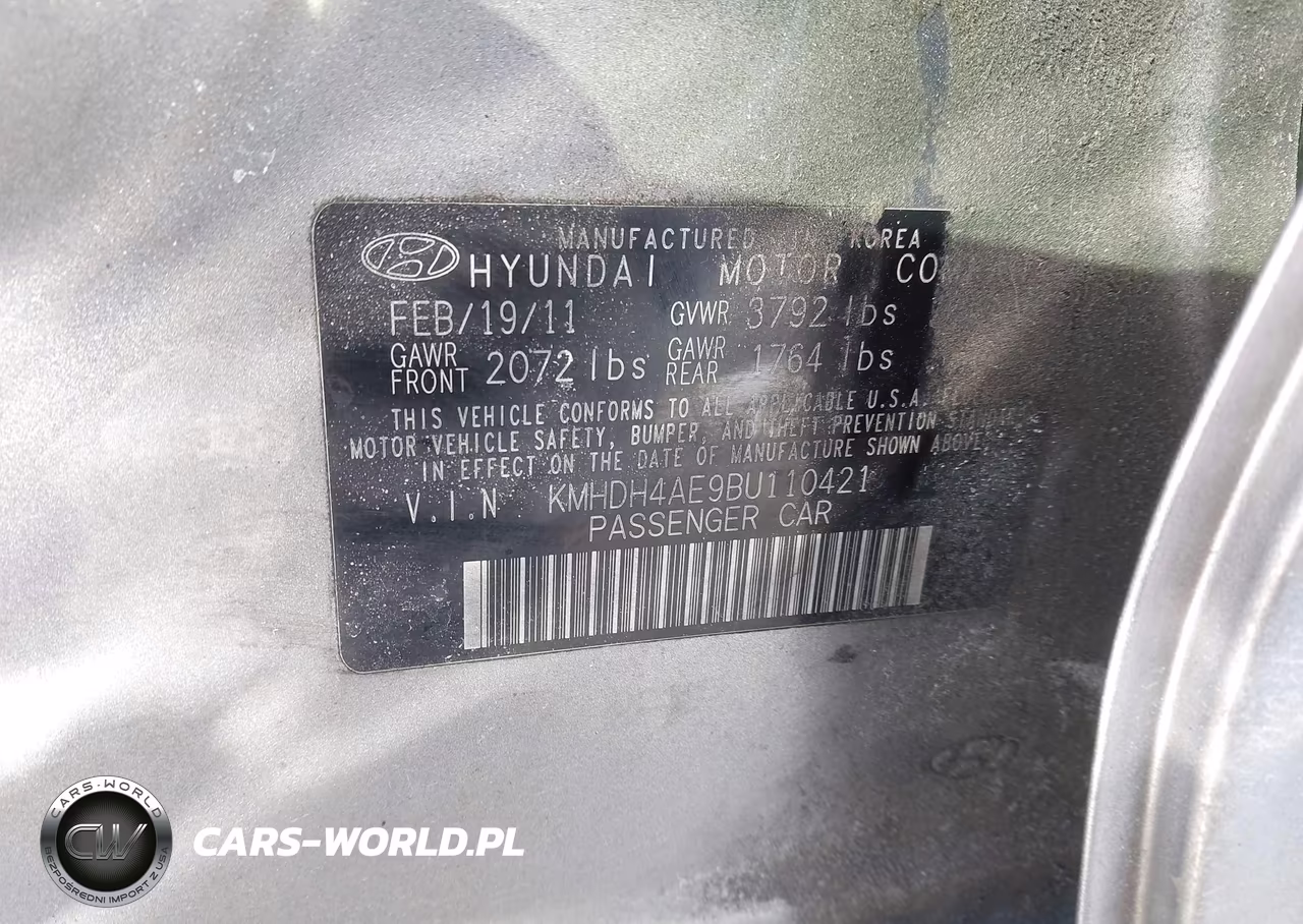 2011 Hyundai Elantra Gls (Ulsan Plant) VIN:KMHDH4AE9BU110421 - 9