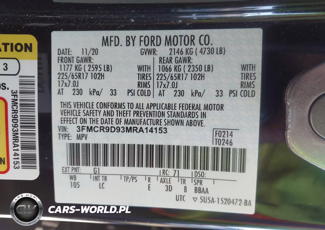 2021 Ford Bronco Sport Badlands VIN:3FMCR9D93MRA14153 - 9