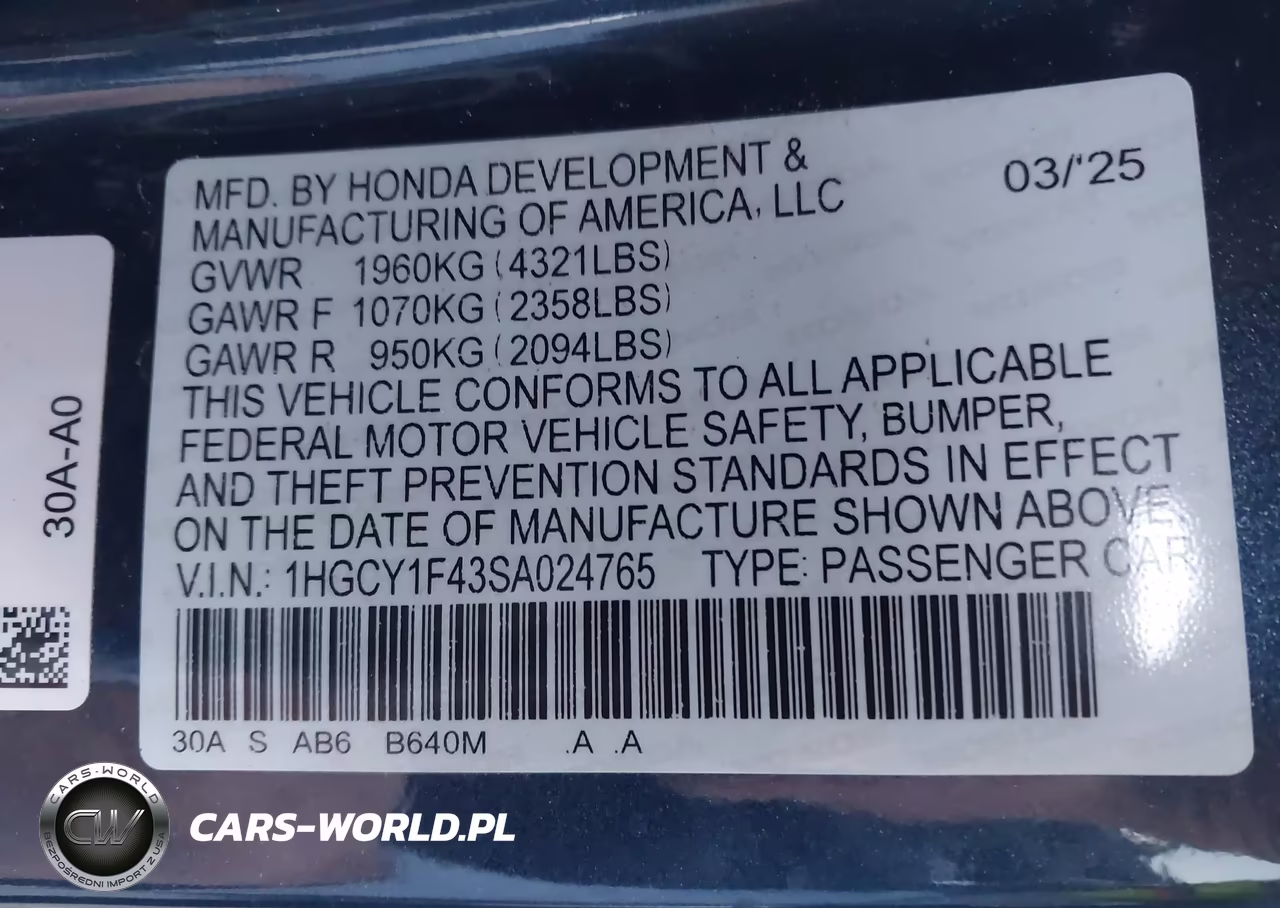 2025 Honda Accord Se VIN:1HGCY1F43SA024765 - 9