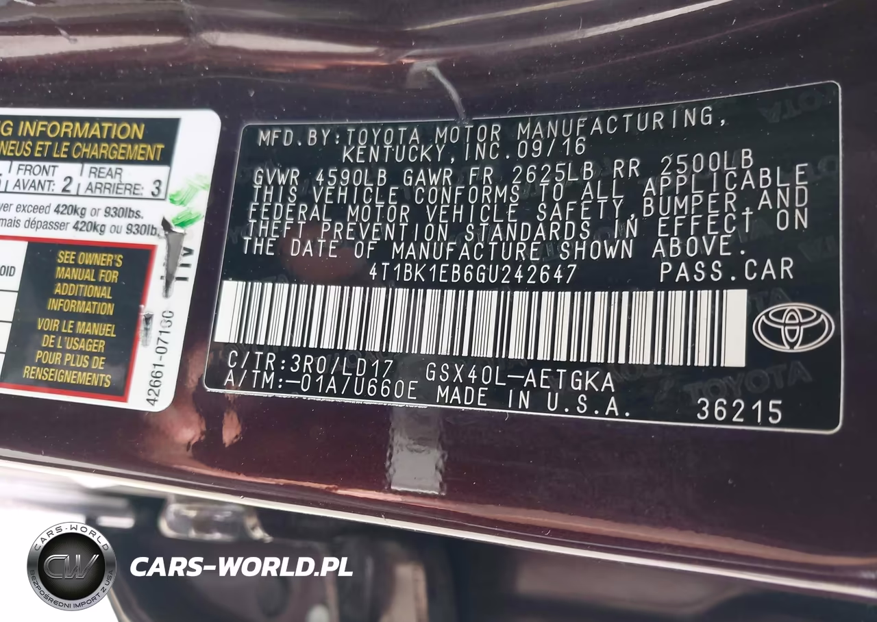 2016 Toyota Avalon Xle VIN:4T1BK1EB6GU242647 - 9
