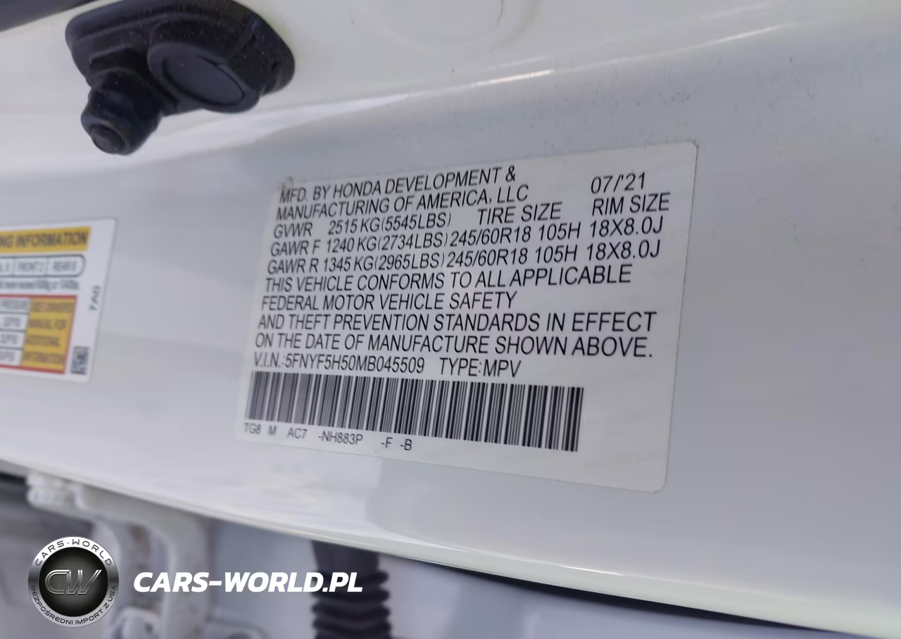 2021 Honda Pilot 2Wd Ex-L VIN:5FNYF5H50MB045509 - 9