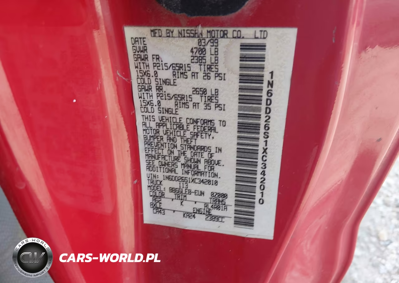 1999 Nissan Frontier Se-Xe VIN:1N6DD26S1XC342010 - 9