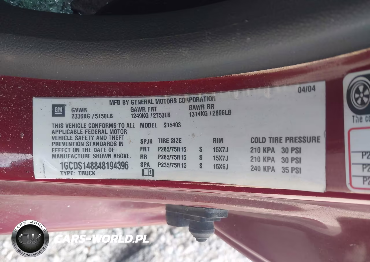 2004 Chevrolet Colorado Ls VIN:1GCDS148848194396 - 9
