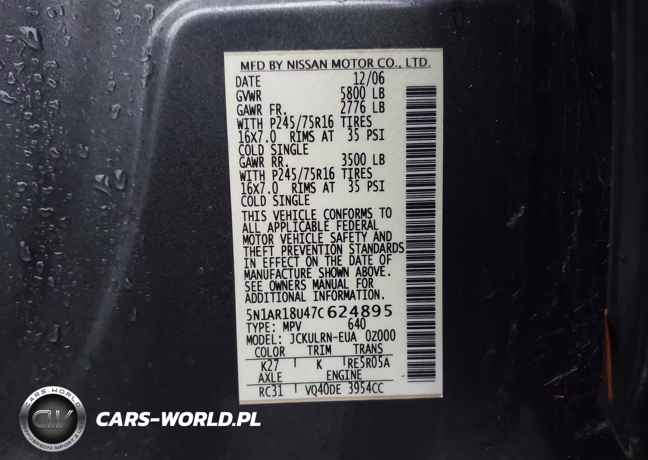 2007 Nissan Pathfinder S VIN:5N1AR18U47C624895 - 9
