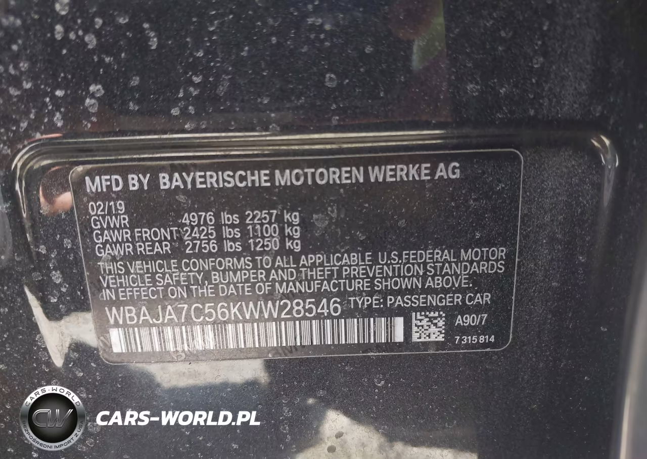 2019 BMW 530I xDrive VIN:WBAJA7C56KWW28546 - 9