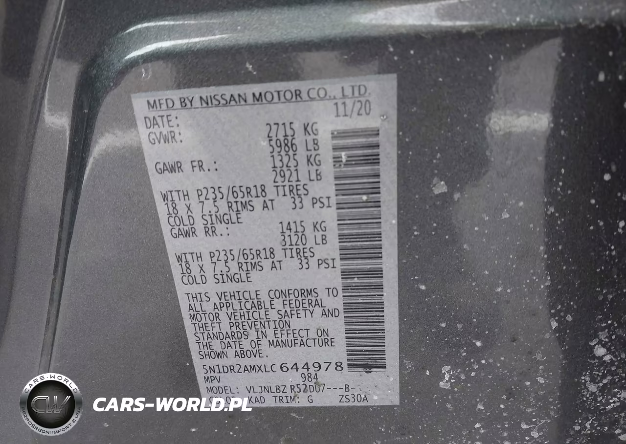 2020 Nissan Pathfinder S 4Wd VIN:5N1DR2AMXLC644978 - 9