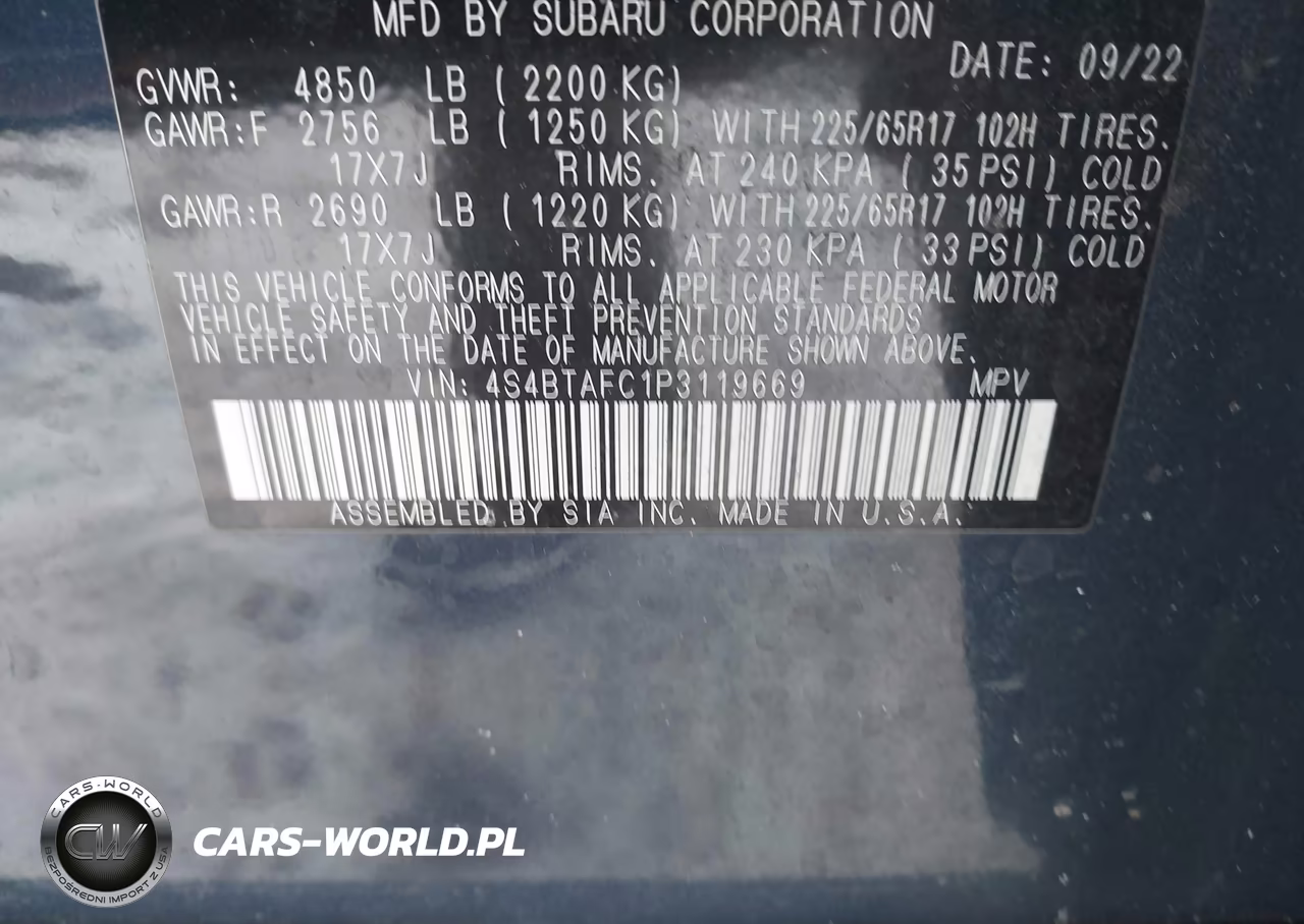2023 Subaru Outback Premium VIN:4S4BTAFC1P3119669 - 9