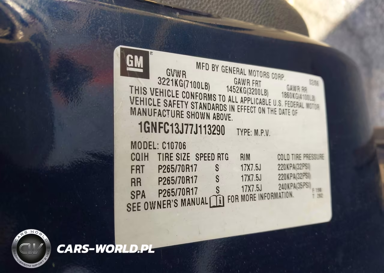 2007 Chevrolet Tahoe Ls VIN:1GNFC13J77J113290 - 9