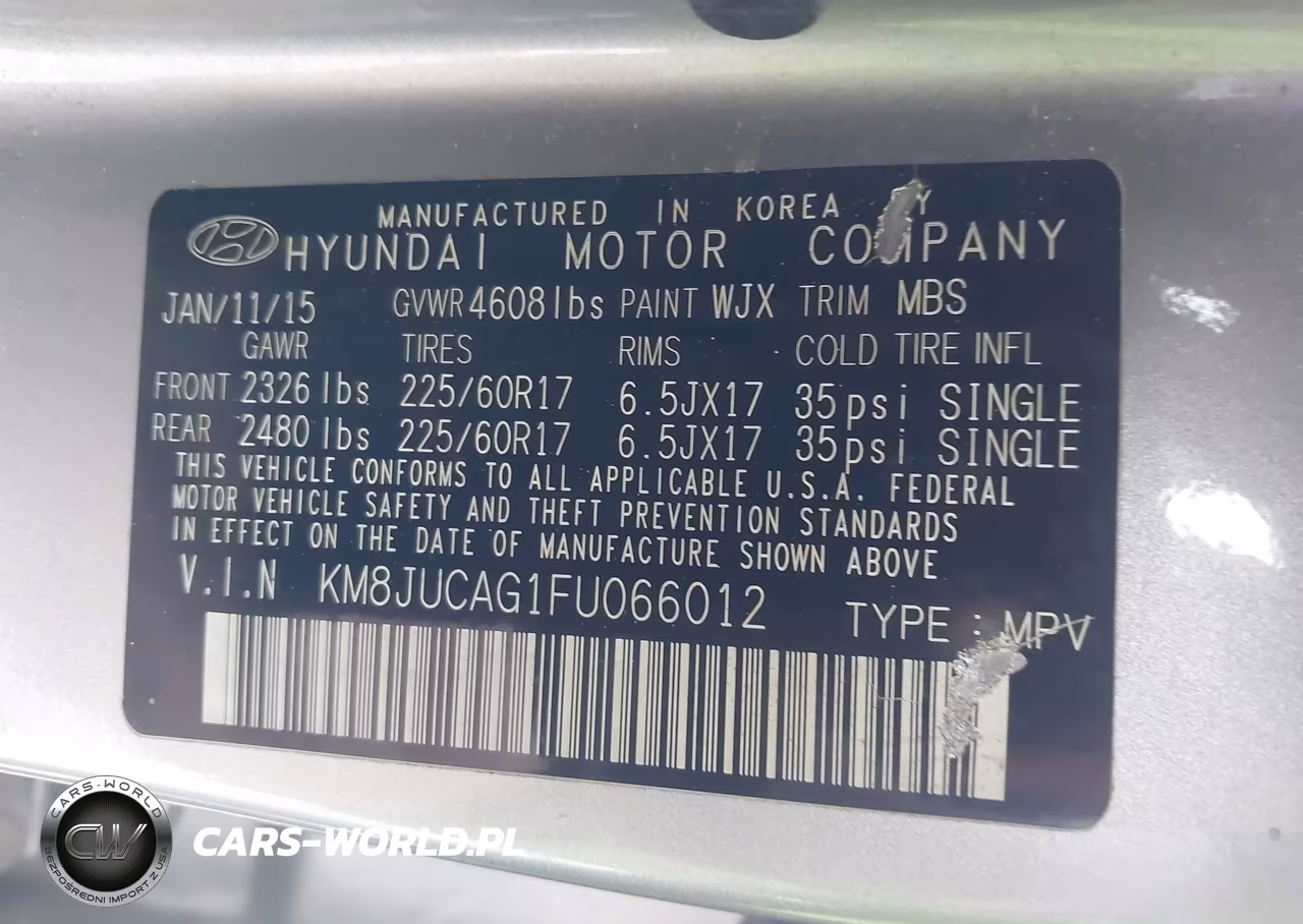 2015 Hyundai Tucson Se VIN:KM8JUCAG1FU066012 - 9