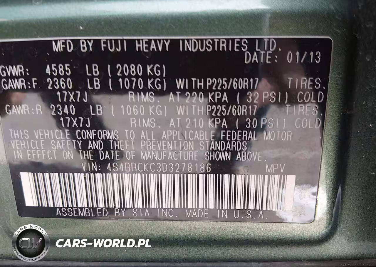 2013 Subaru Outback 2.5I Limited VIN:4S4BRCKC3D3278186 - 9