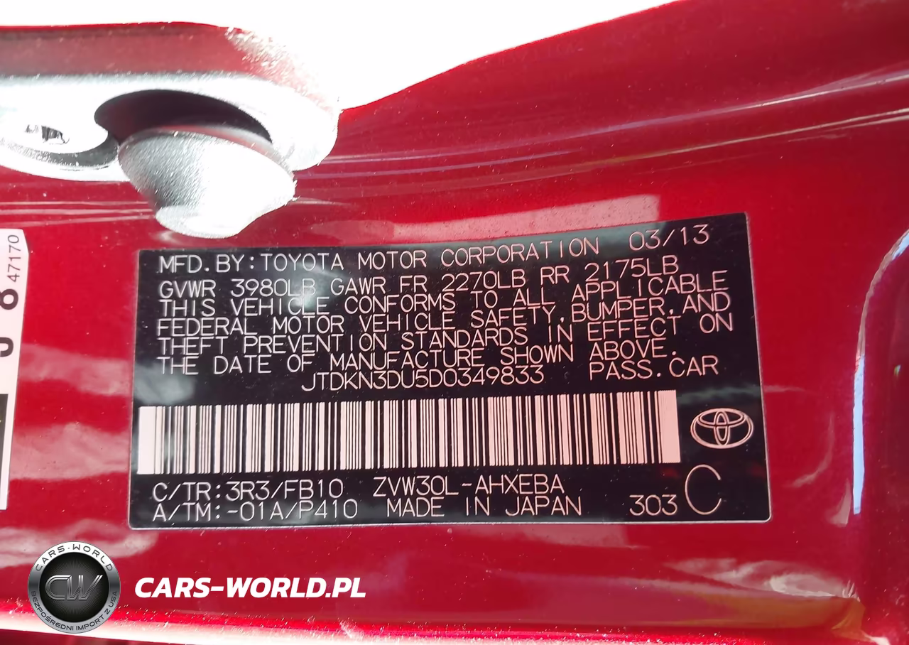 2013 Toyota Prius Two VIN:JTDKN3DU5D0349833 - 9