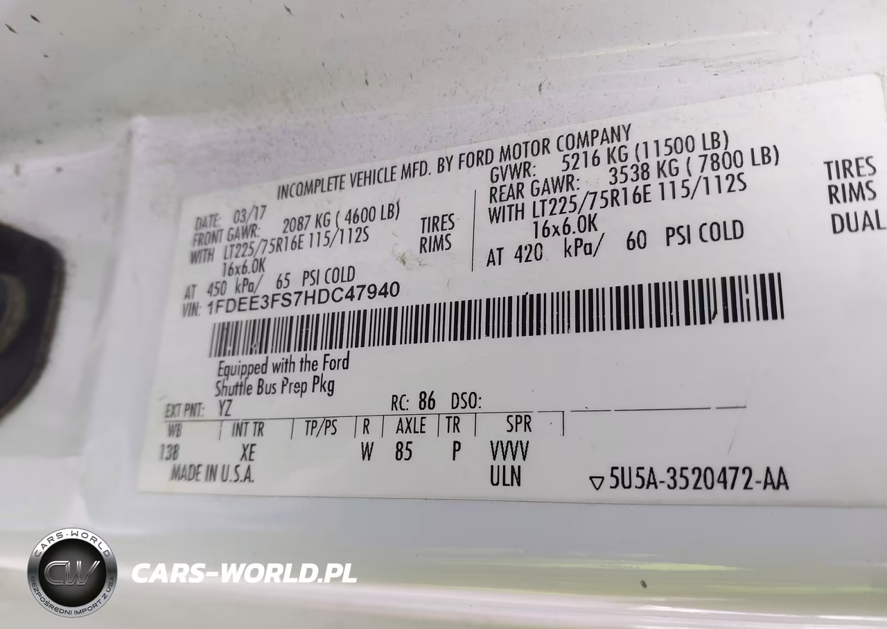 2017 Ford E-350 Cutaway VIN:1FDEE3FS7HDC47940 - 8