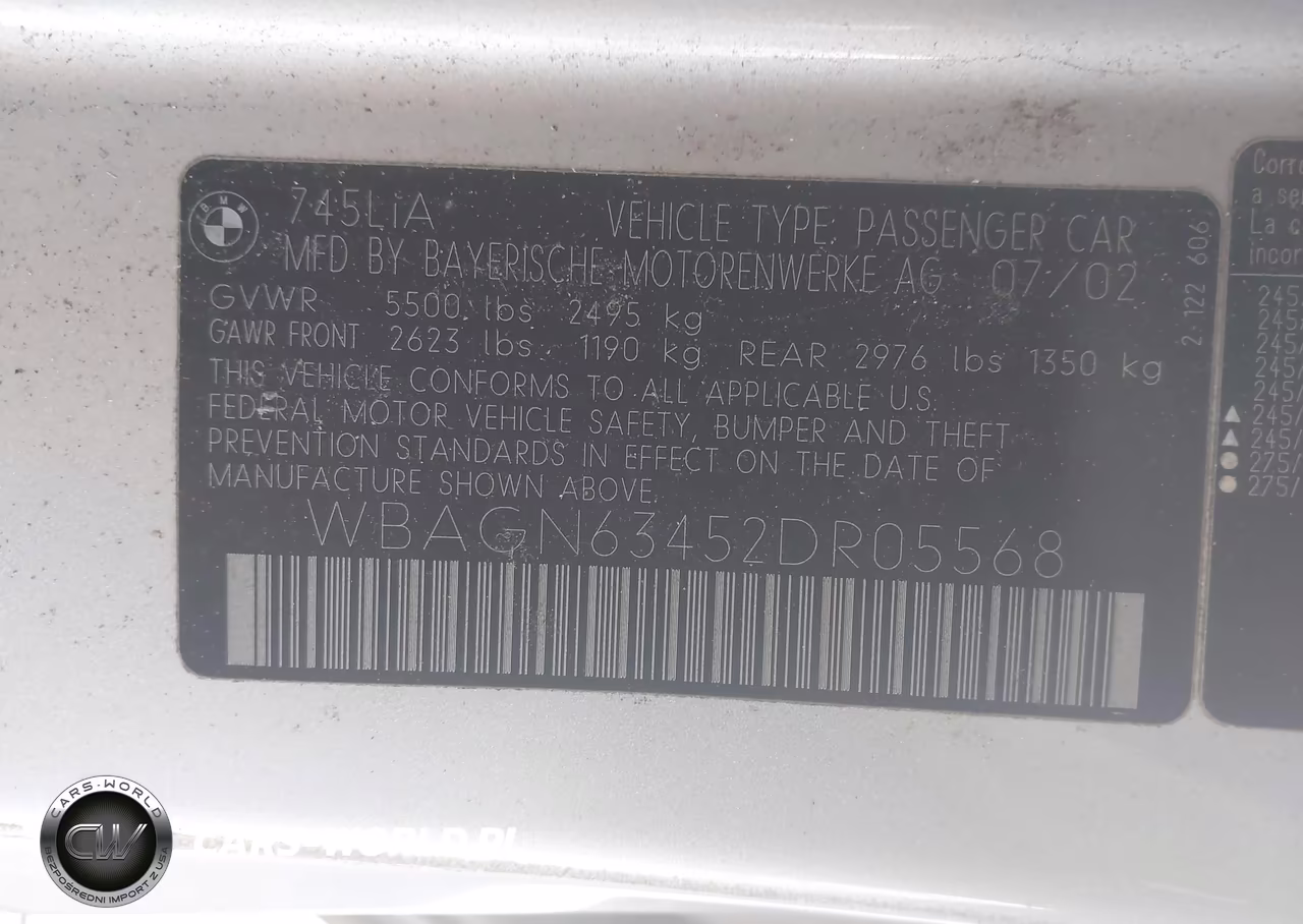 2002 BMW 745Li VIN:WBAGN63452DR05568 - 9