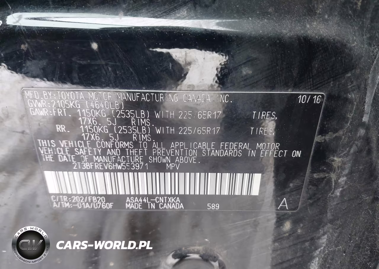 2017 Toyota Rav4 Le VIN:2T3BFREV6HW553971 - 9