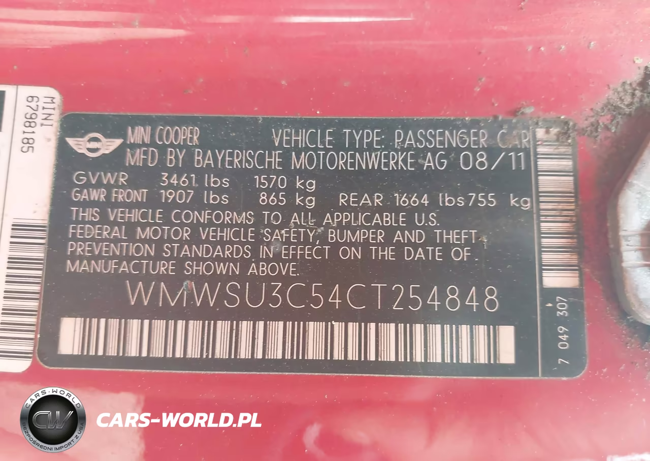 2012 Mini Cooper VIN:WMWSU3C54CT254848 - 9