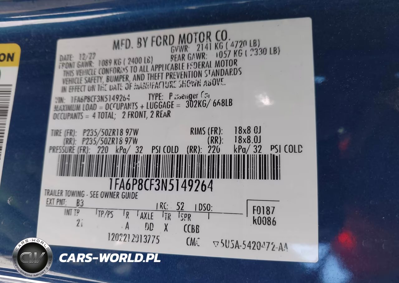 2022 Ford Mustang Gt Fastback VIN:1FA6P8CF3N5149264 - 9