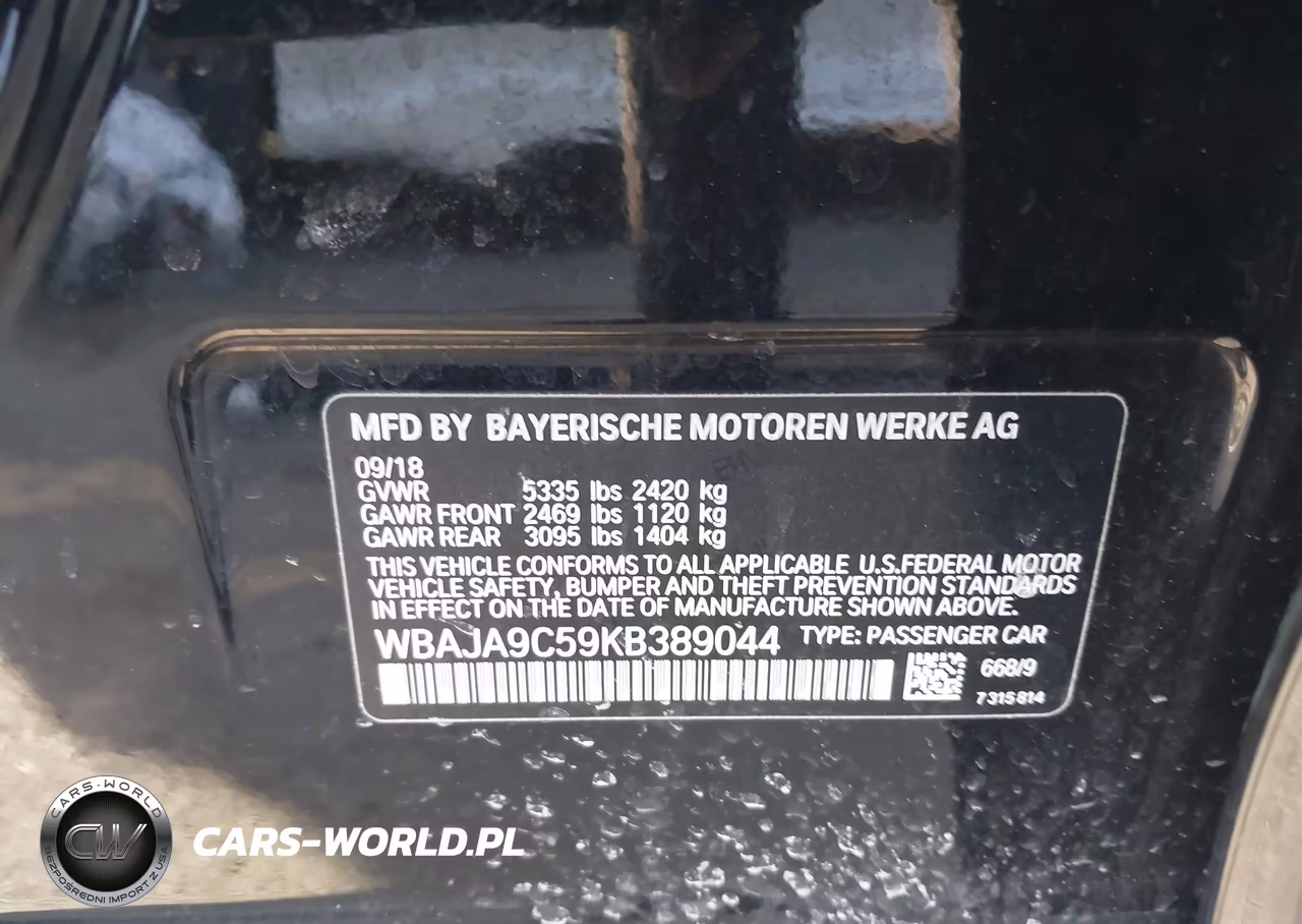 2019 BMW 530E Iperformance VIN:WBAJA9C59KB389044 - 9