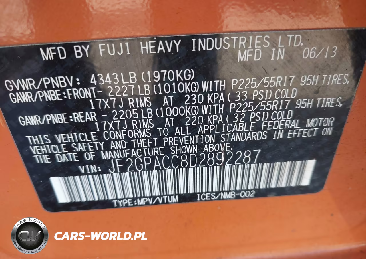 2013 Subaru Xv Crosstrek 2.0I Premium VIN:JF2GPACC8D2892287 - 9