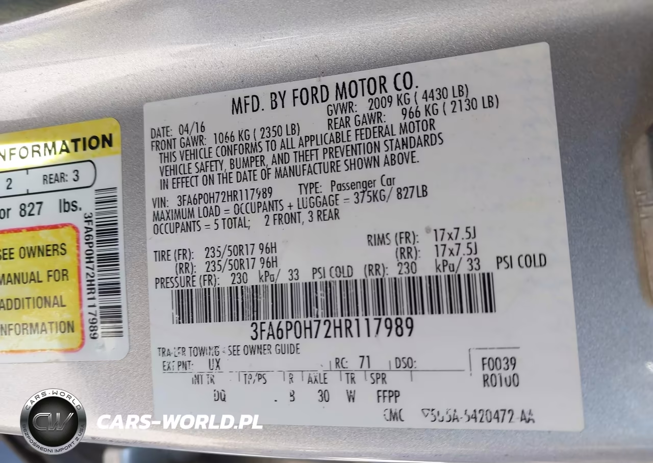 2017 Ford Fusion Se VIN:3FA6P0H72HR117989 - 9