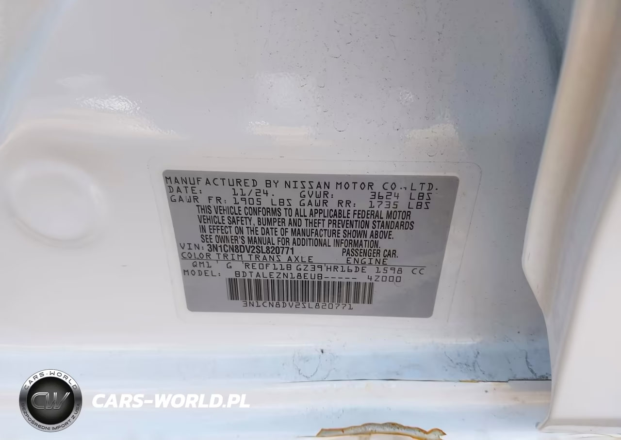 2025 Nissan Versa 1.6 S VIN:3N1CN8DV2SL820771 - 9