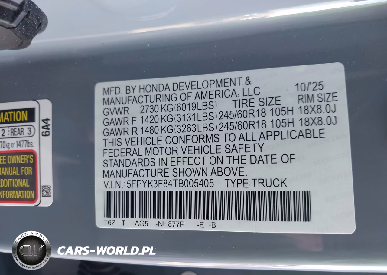 2026 Honda Ridgeline Black Edition VIN:5FPYK3F84TB005405 - 9