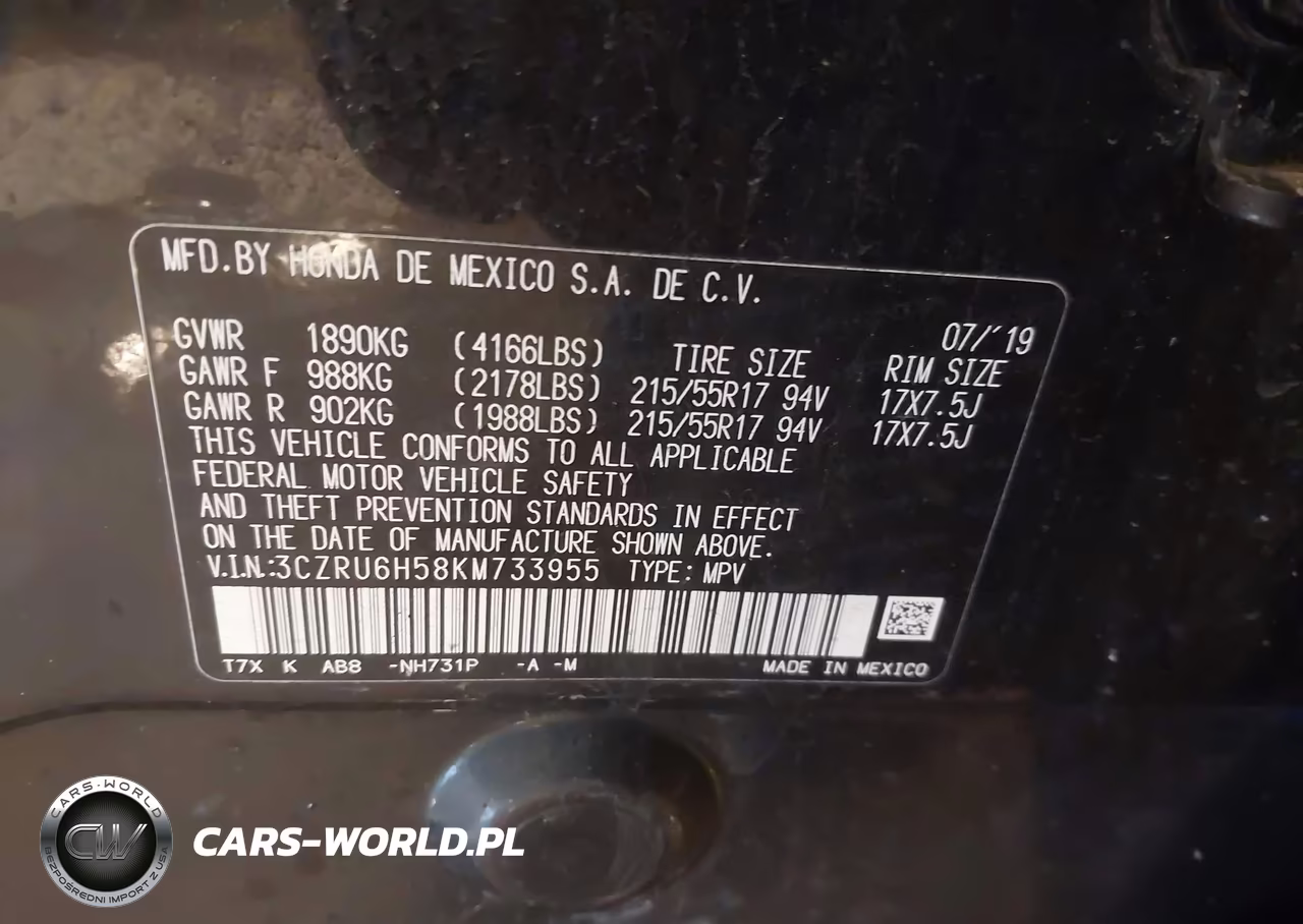 2019 Honda Hr-V Ex VIN:3CZRU6H58KM733955 - 9