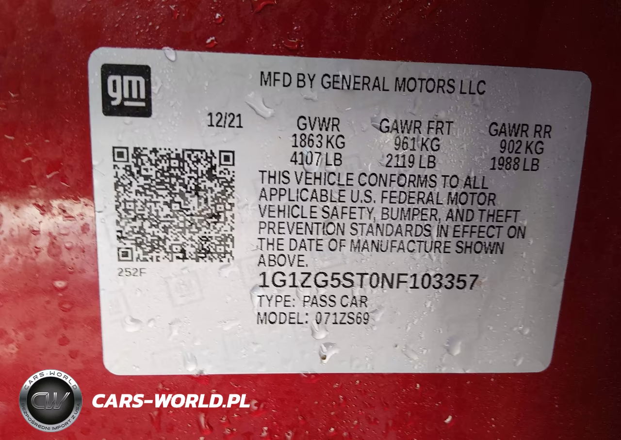 2022 Chevrolet Malibu Fwd Rs VIN:1G1ZG5ST0NF103357 - 9