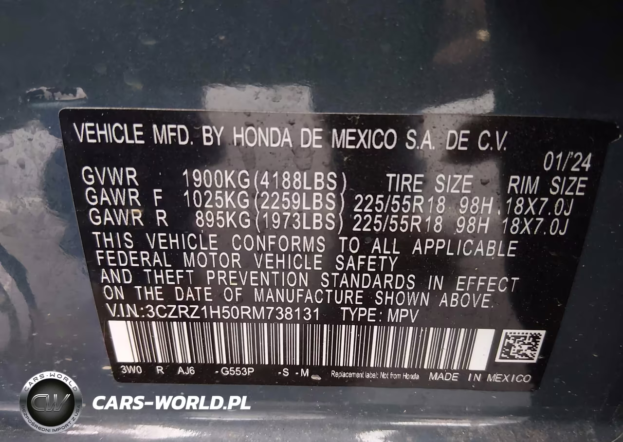 2024 Honda Hr-V 2Wd Sport-2Wd Sport W-O Bsi VIN:3CZRZ1H50RM738131 - 9