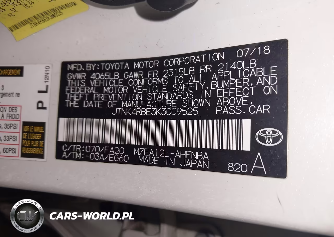 2019 Toyota Corolla Se VIN:JTNK4RBE3K3009525 - 9