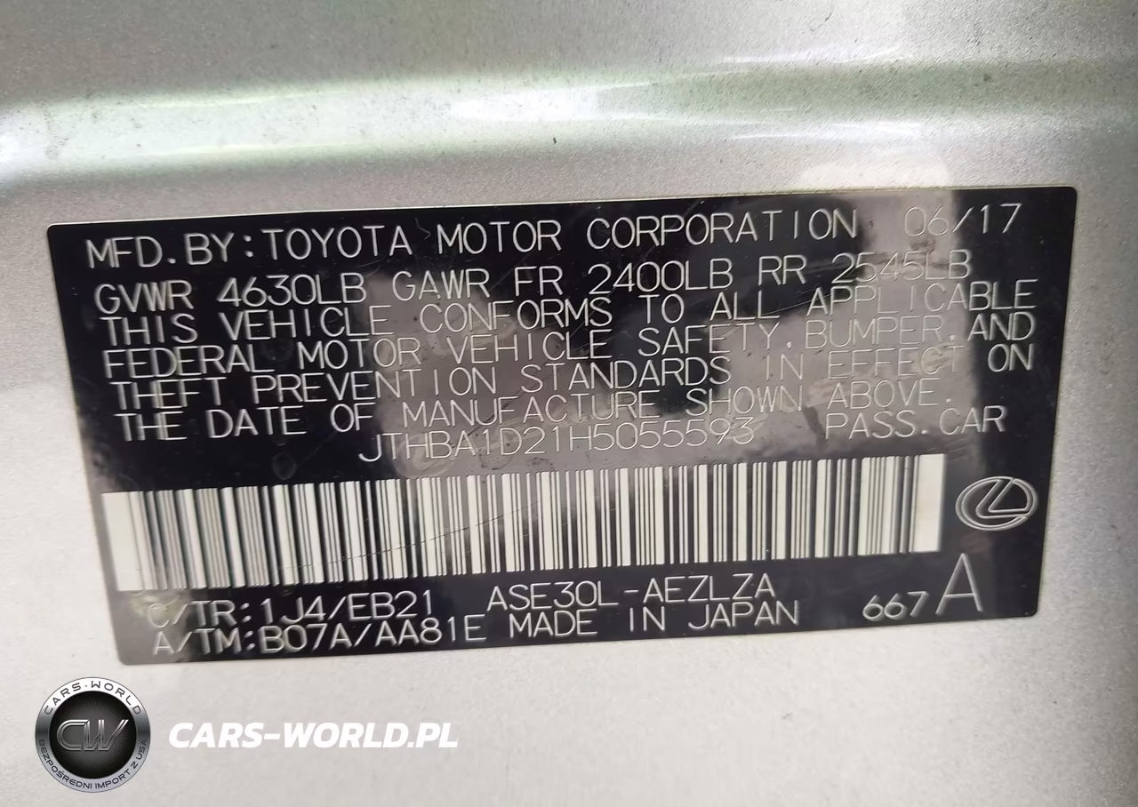 2017 Lexus Is 200T VIN:JTHBA1D21H5055593 - 9