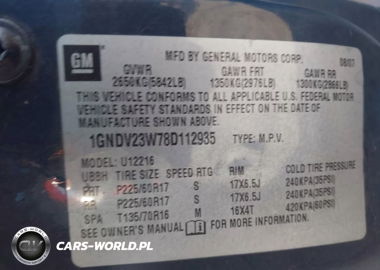 2008 Chevrolet Uplander Ls VIN:1GNDV23W78D112935 - 9