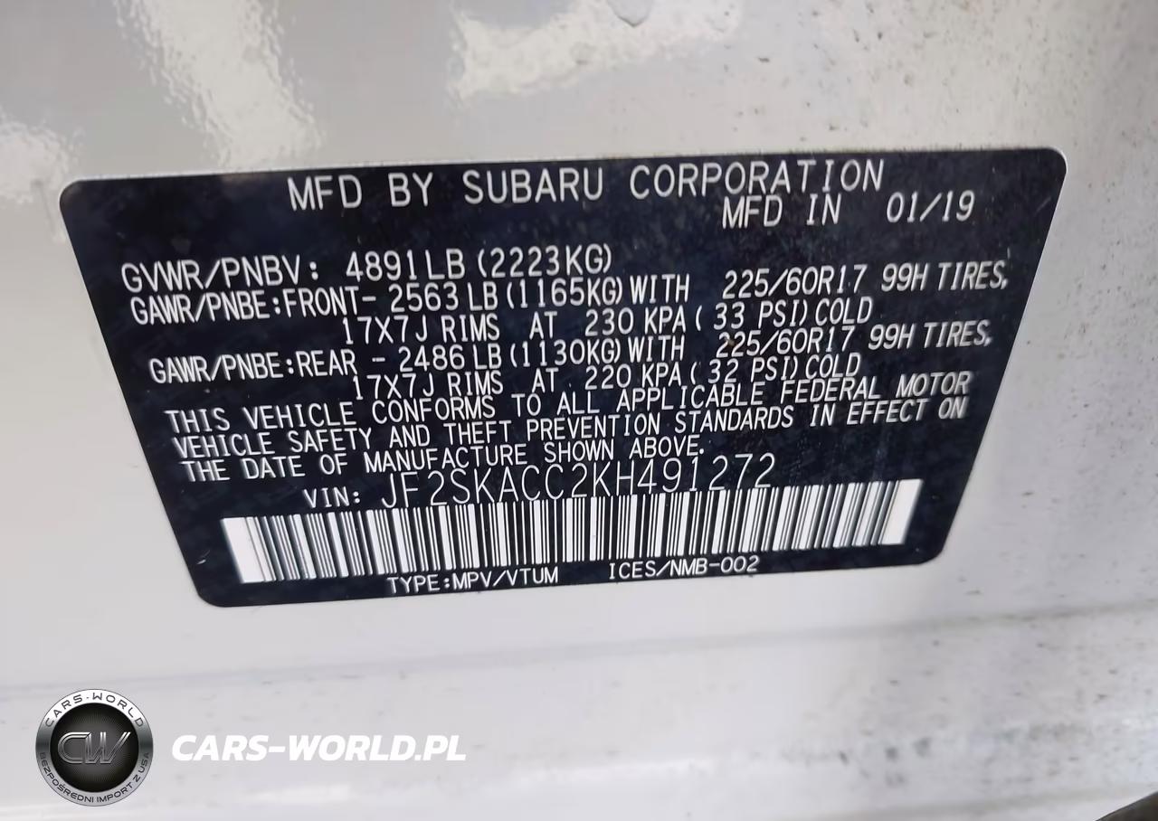 2019 Subaru Forester VIN:JF2SKACC2KH491272 - 9