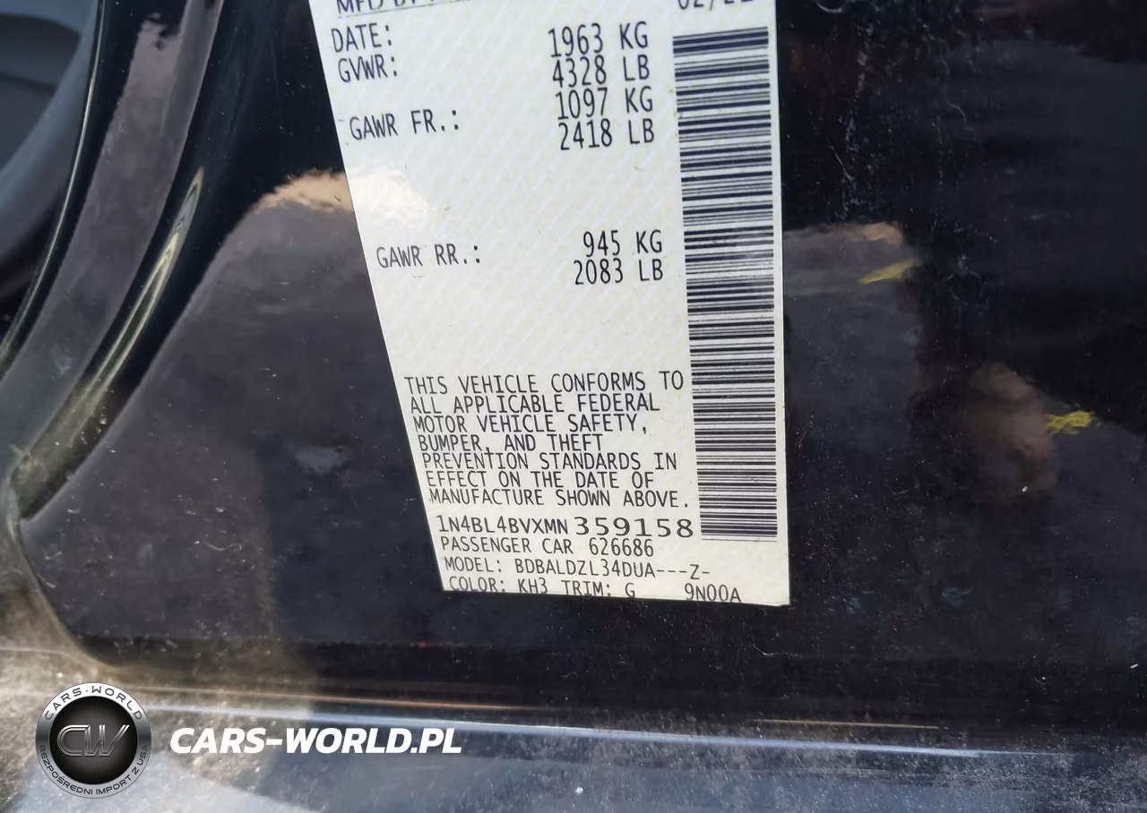 2021 Nissan Altima S Fwd VIN:1N4BL4BVXMN359158 - 9