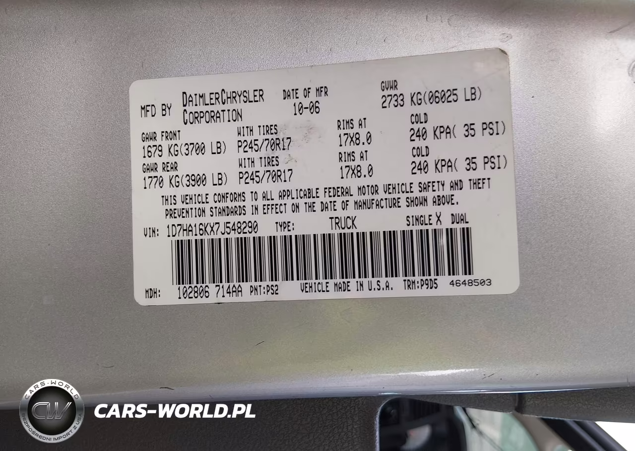 2007 Dodge Ram 1500 St VIN:1D7HA16KX7J548290 - 9